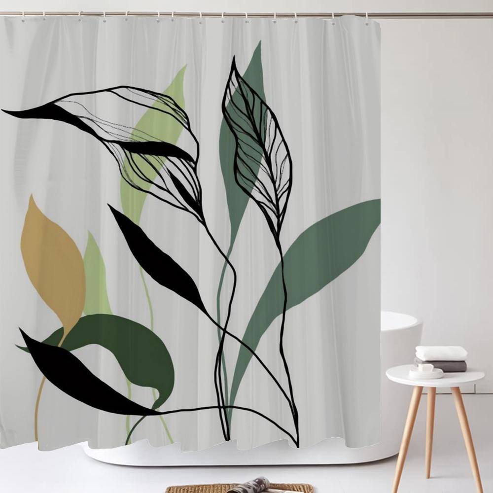 Floare Hortensie Purpurie Perdea de Duș Albă Peisaj 3D Plantă Verde Poliester Impermeabil Perdele de Baie Paravan de Baie Decor