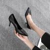 357-8 Flight attendant high heels women's new pointed toe stiletto professional single shoes work shoes dress black leather shoes