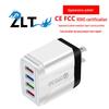 Vibrant 4-Port USB Travel Charger, 5V/2.4A Fast Charging with EU, UK, AU Plugs