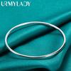 URMYLADY 925 Sterling Silver 1.5mm Smooth Bangles Bracelet For Women Fashion Charm Jewelry