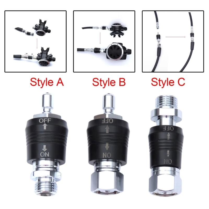 Scubas Diving Regulator Adaptor 9/16 Thread Connector With Switches Low Pressure Quick Interfaces Push Valves Connector
