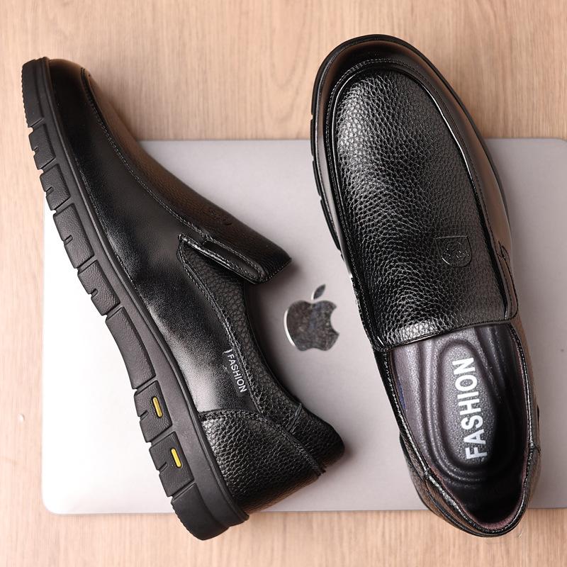 Foreign Trade Men's Shoes Genuine Leather Tail Order Original Casual Shoes First Layer Cowhide Dad Shoes Cover Feet Lazy Wear-resistant Breathable Lea