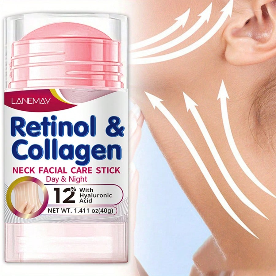 1pc 40g Neck And Face Stick, Contains Retinol, Collagen And Hyaluronic Acid, Reduces Fine Lines And