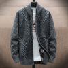 Gestrickte Langarm Herren Strickjacke Herbst Winter Geometrisches Muster Stehkragen Pullover Mantel Oberbekleidung