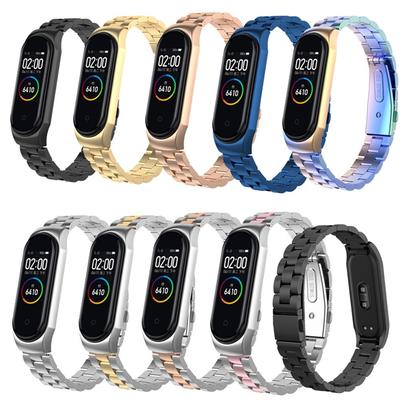 Μεταλλικό λουρί από χάλυβα για Xiaomi Mi Band 7 6 5 4 3 Αντικατάσταση βραχιολιού βραχιολιού για Mi Band 3 4 5 6 7 Αξεσουάρ Smartwatch από ανοξείδωτο ατσάλι