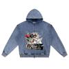 DTG Print Knitted Denim Zip-Up Hoodie Love's Luxury Brother Print Zipper Hoodies  
