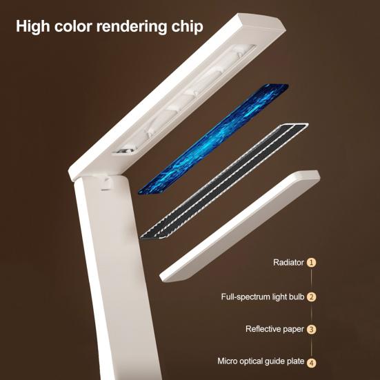 LED Desk Lamp Touch Control Foldable Table Lamp 3 Color Stepless Dimmable Bedside Light for Living Room Dorm Home Office