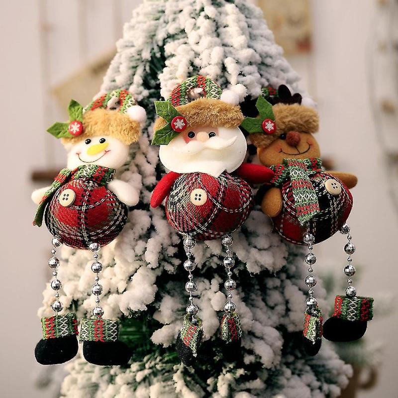 Christmas Ornaments Plush Hanging Decoration Santa Snowman For Christmas Holiday Festivel
