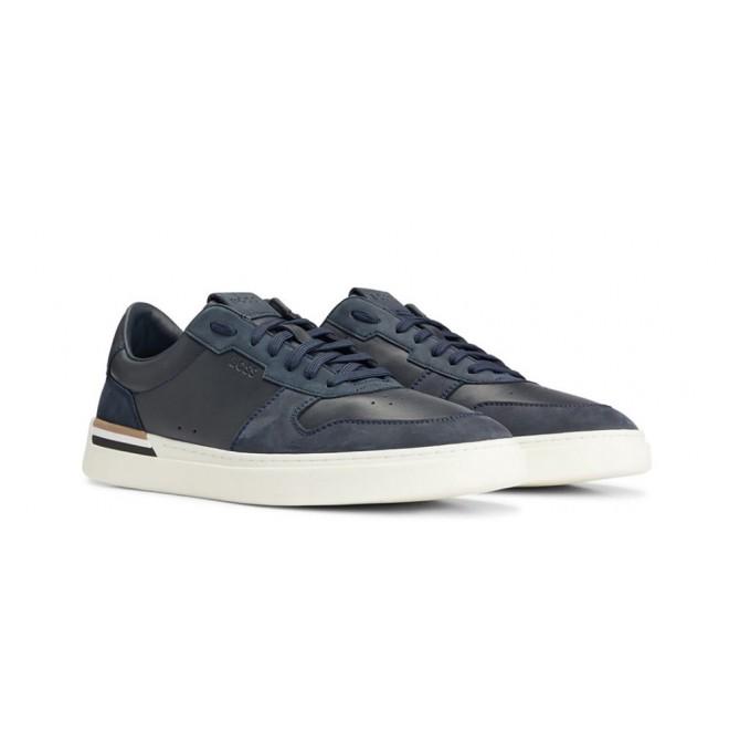 Hugo Boss Men's Leather Sneakers Dark Blue - Size: 43