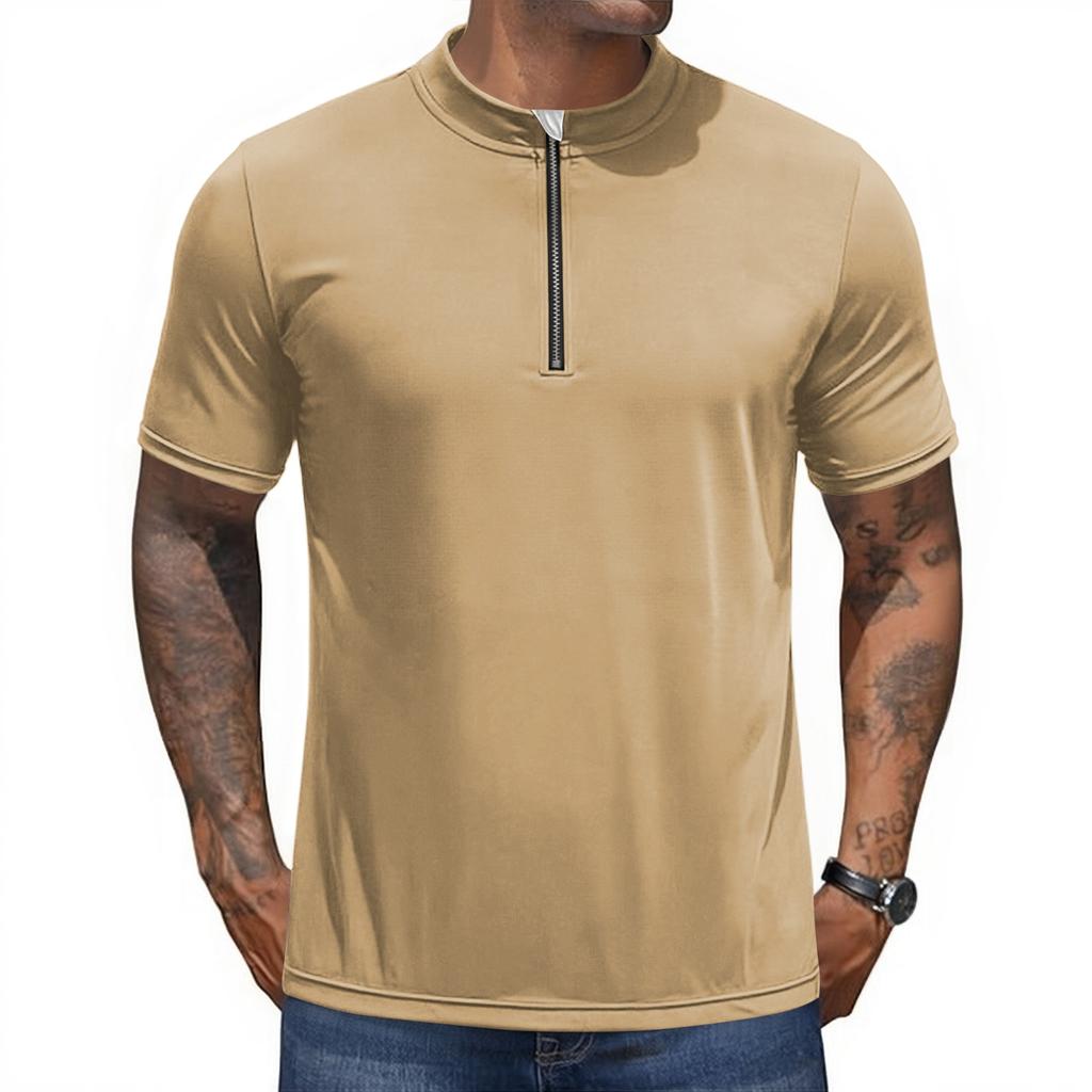 Herren Kurzarm Radtrikot Halber Reißverschluss Atmungsaktiv Schnelltrocknend Leicht Rundhals Sportshirt für Outdoor-Aktivitäten