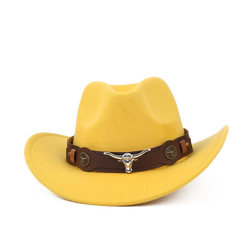 Western Cowboy Wool Felt Hat With Knot Embellishments For Autumn Winter Fashion
