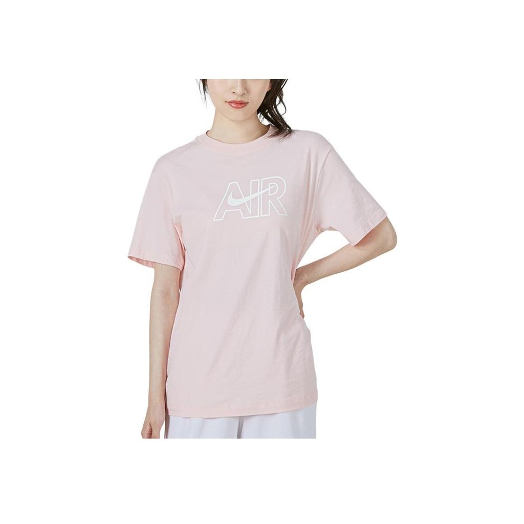 Nike Air Solid Logo Letter Print Round Neck Sports Short Sleeve T-Shirt Women Tops Pink DN5801-611