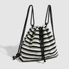 Striped Commuter High-capacity Drawstrap Single Shoulder All-in-one Fashion Women's Knitted Black and White Striped Backpack