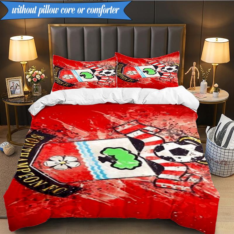 3-teiliges weiches Bettwäscheset mit FC-Wappen-Design, inklusive 1 Bettbezug und 2 Kissenbezügen. Perfekt für Schlafzimmer, Wohnheim, Fan-Geschenk