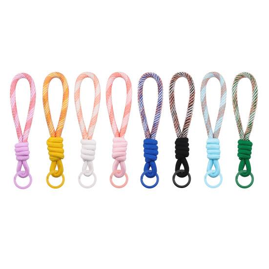 2Pcs Keychain Lanyard Two-Color Design Braided Rope Wrist Strap with Hanging Ring Keys Phone Bag Decor DIY Accessories
