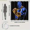 1pc Thanos Shower Curtain - Polyester, Machine Washable with Hooks, Black Background with Vibrant Blue & Golden Superhero Desi