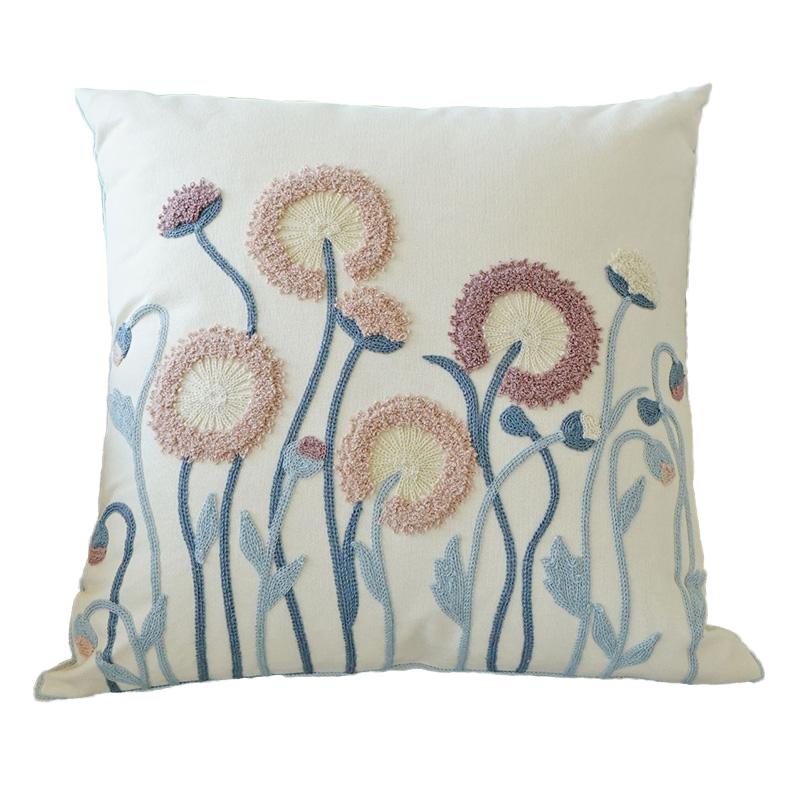 Cotton Vintage Embroidery Cushion Covers and Throw for Home & Hotel Decor Square Pillows with 3D Embroidery