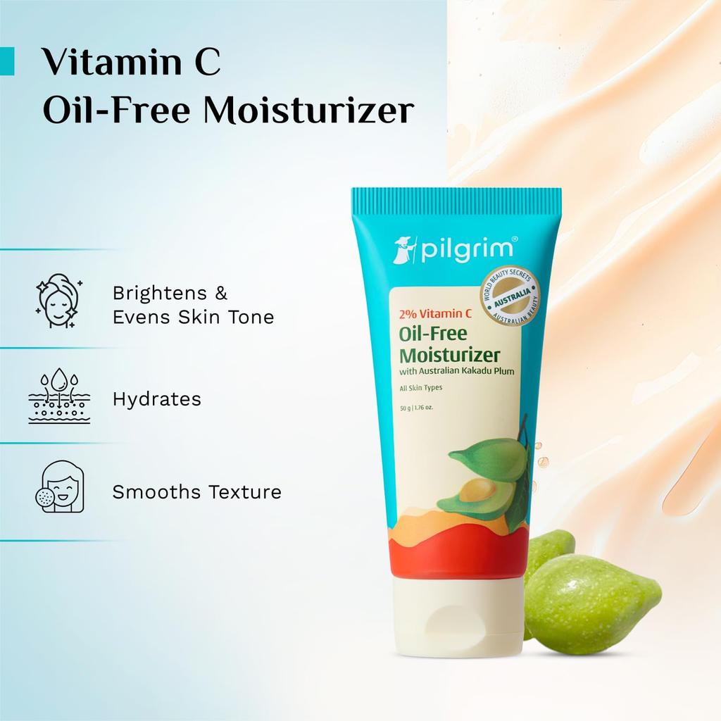 Pilgrim 2% Vitamin C Oil Free Moisturizer For Oily Acne Prone Skin Lightweight Daily Face Cream 50 G Hydrating