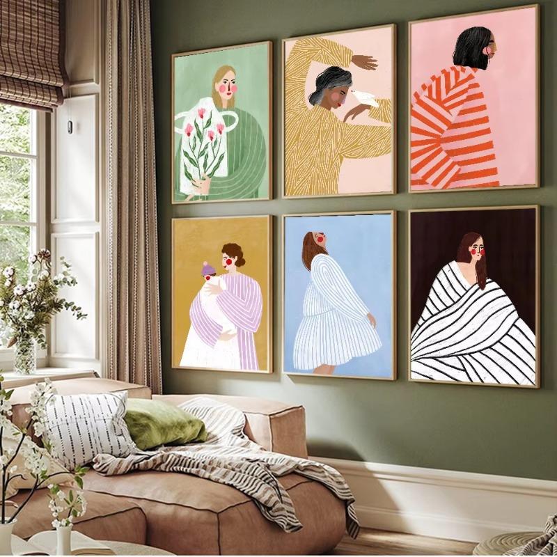

Fashion Girl Retro Sticker Poster Wall Art Home Decoration White Paper Print Art Poster Wall Sticker 21cm×30cm NoFrame
