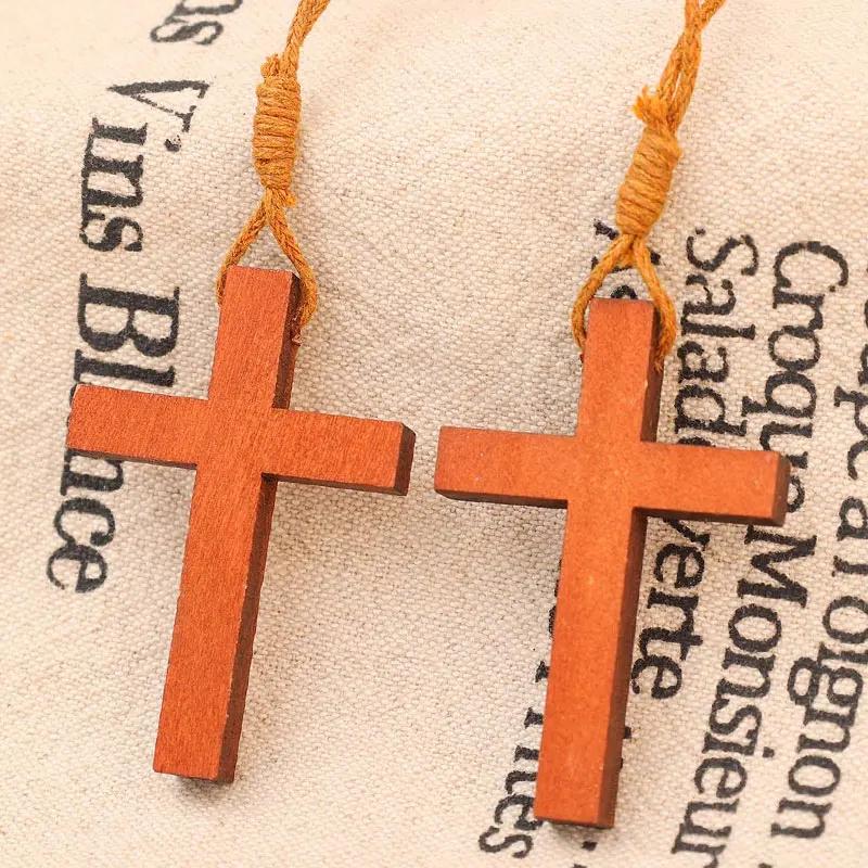

100/10PCS Wood Cross Pendants Necklace Natural Wooden Cross Crafts Jewelry Projects Decor 10PCS