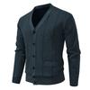 Men's Solid Color Textured Casual Plus Velvet Casual Sports Slim Sweater Needle Cardigan Jacket