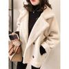Winter Neueste Damen Jacke mit großem Revers aus Lammwolle, lockere Passform
