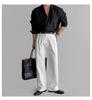 Men's Black Vertical Stripe Long Sleeve Shirt - High-End Casual Business Style, Iron-Free, Button-Down.