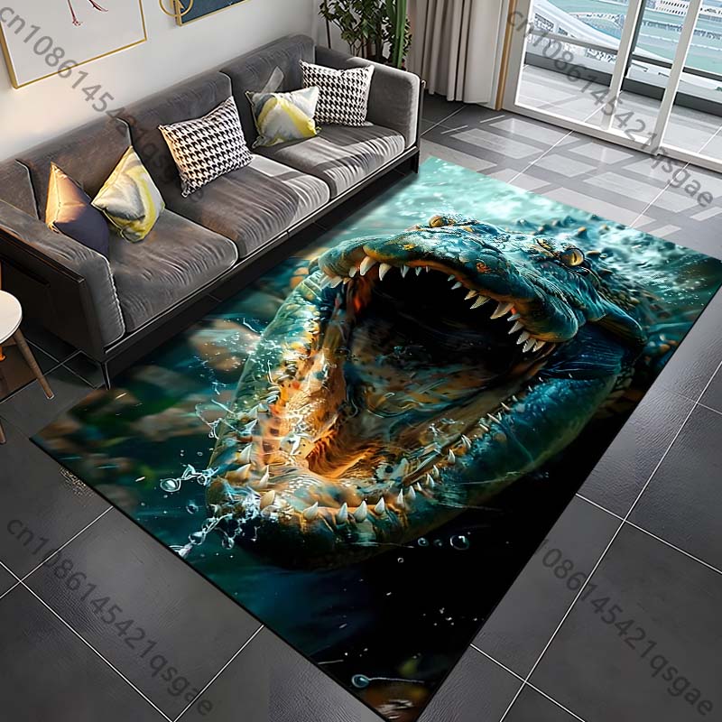 

1PC Crocodile open mouth water Print Carpet Rug for Living Room Bedroom Sofa Doormat Home Decor Non-slip Floor Mat 40x60cm