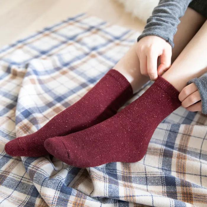 Lambswool Heathered Socks - Wine