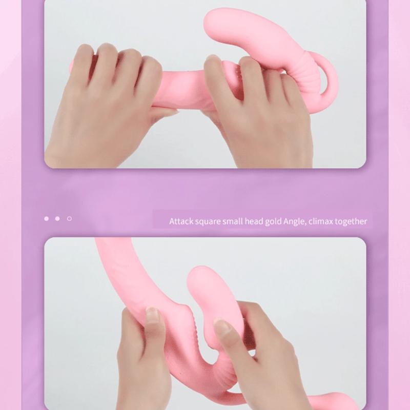 Telescopic Strapless Strap on Dildo Vibrator Anal Plug Massager Lesbian 3 in 1 Vibrator G-Spot Vaginal Stimulate Clitoris Sex Toys for Couple Lesbian