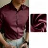 Camicia da Uomo Grigia Sottile Non-Stirante Mercerizzata per Affari a Manica Lunga per Primavera e Autunno High-end Slim-fit