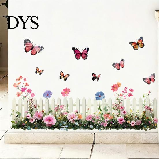 Multi-scenario Wall Decoration Flowers Plants Sticker Self-Adhesive Hanging Vines Wildflower Butterfly Healing Home Decor Removable Art Mural