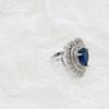 Luxurious Sapphire Heart Zircon Ring - Stylish, Open Design for Women