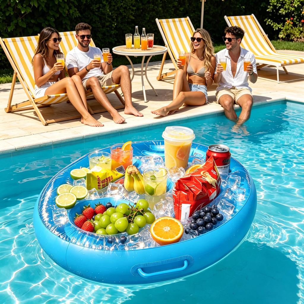 Enhanced Inflatable Pool Party Float: Multi-Use Beverage & Ice Tray Holder