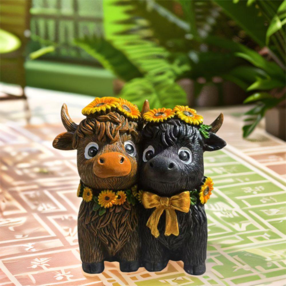 Funny Scottish Cow Statue Resin Calf Lovers Gifts Highland Cow Figurines  Table Decor