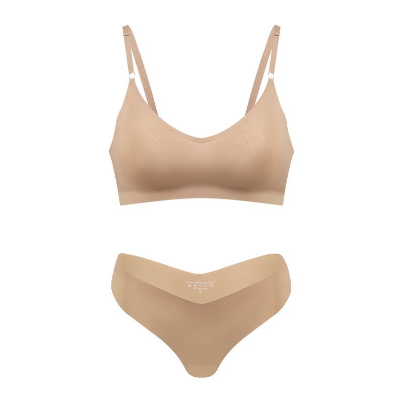 Nahtloses Push-Up-Set aus Eis-Seide für Damen - Atmungsaktiv, V-Ausschnitt, Sportlich, Brust minimierend