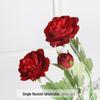 European Flocked Peony with Dew-Lotus Finish - Artificial 3-Head Flower for Home or Wedding Decoration