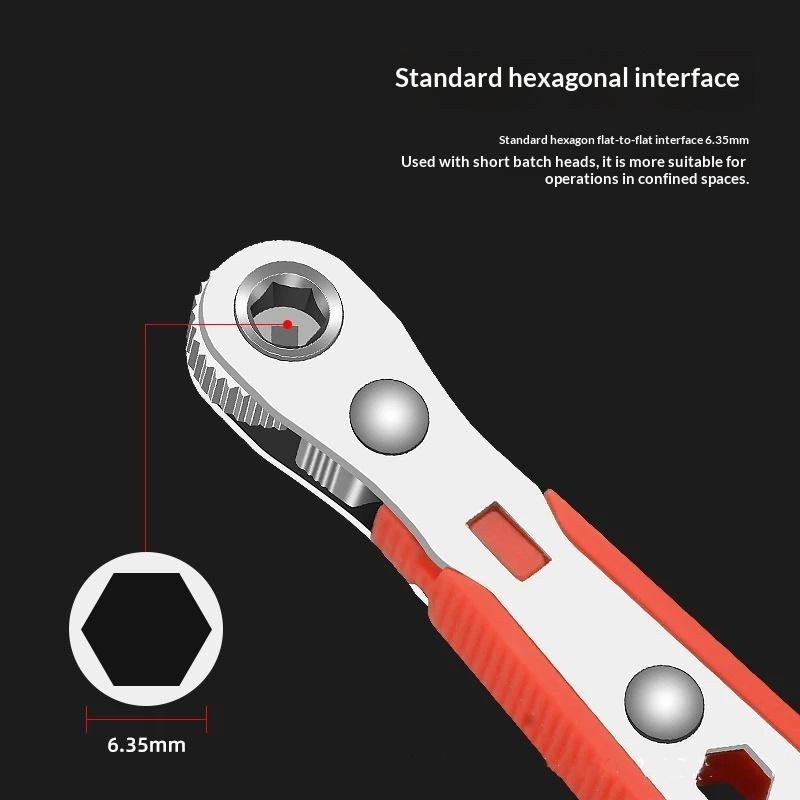 Mini Ratchet Wrench Screwdriver 1/4" Hex Adjustable Quick Release Socket Handle Hand Tool For Car Repair In Tight Spaces 1Pc