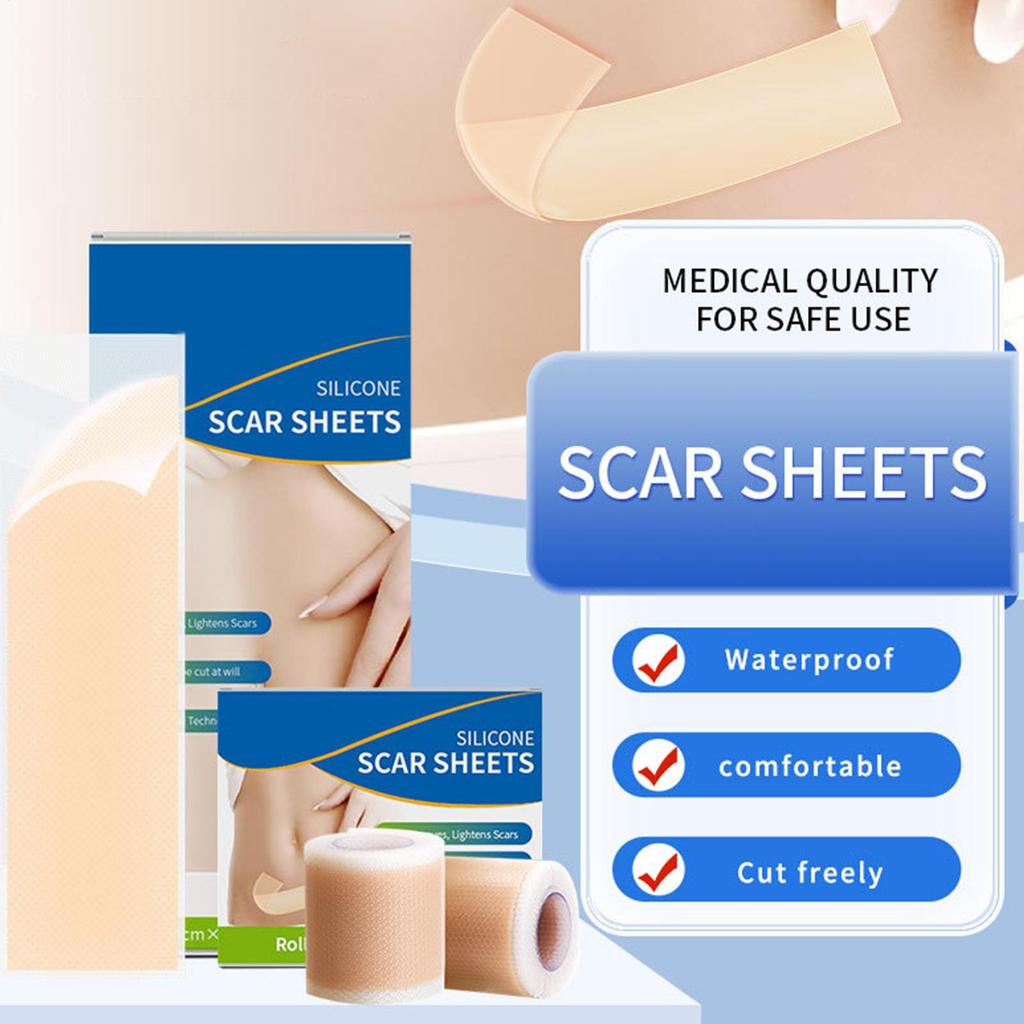 1 Roll = 4cm X 1.5m Silicone Scar Sheets Self-Adhesive Scar Cover Tape Reusable and Effective Skin Care Strips