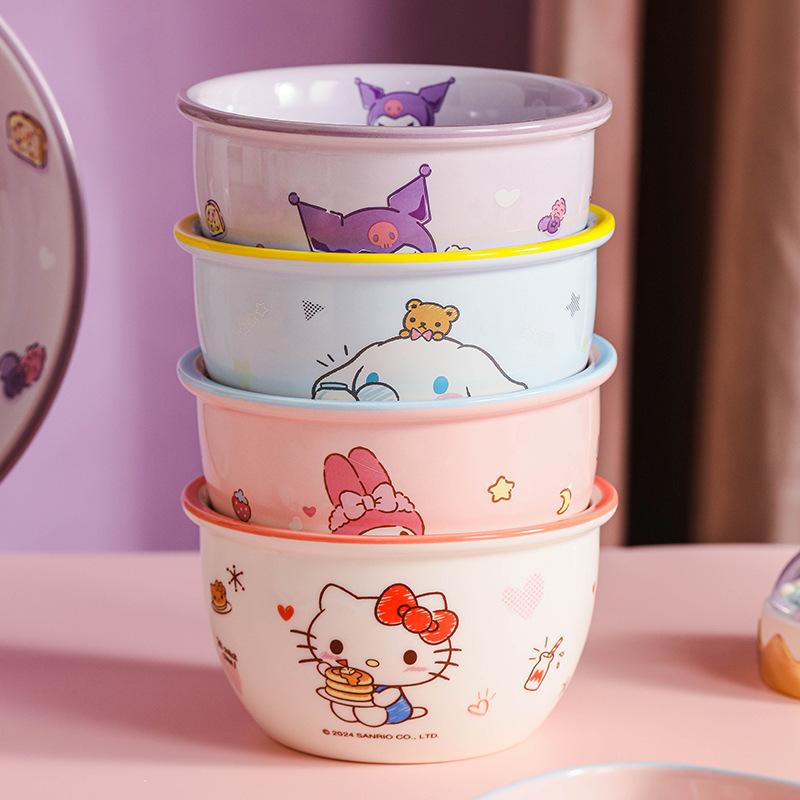 Sanrio Ceramic Rice Bowl Household Soup Bowl Rice Bowl Hello Kitty Hellokitty Cute Tableware Japanese Bowl
