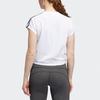 Adidas 3S Tie Tee Training Striped Short Sleeve T-Shirt Women Tops White DX7529