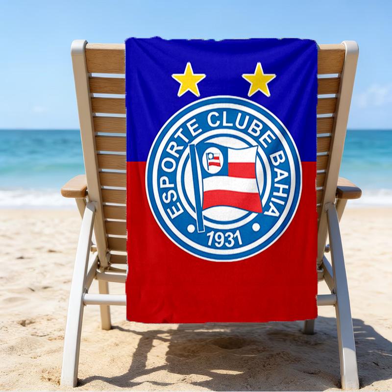 Bahia Fc Crest Emblem Printed Beach Towel, Super Soft Microfiber, Perfect Gift Birthday, for Pool, Beach, Travel, for Family and Friends