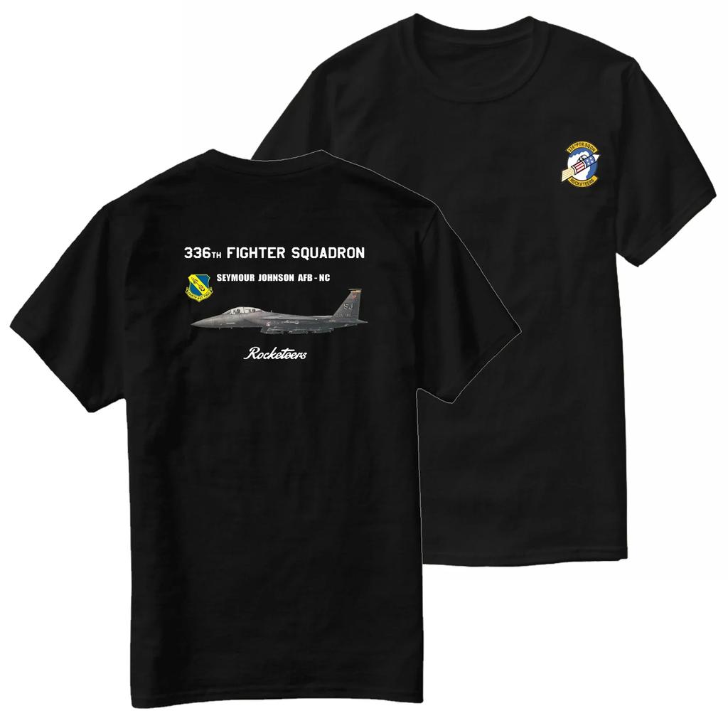 336 Eskadra Myśliwców F-15 Eskadra Rakiet T-shirt 100% Bawełna Okrągły Dekolt Letni Krótki Rękaw Codzienny Męski T-shirt Rozmiar S3XL