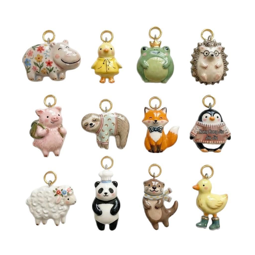 Acessórios de Joias Pingente DIY Novo Estilo 2026: Mundo Animal Hipopótamo, Pintinho, Sapo, Ouriço, Porco
