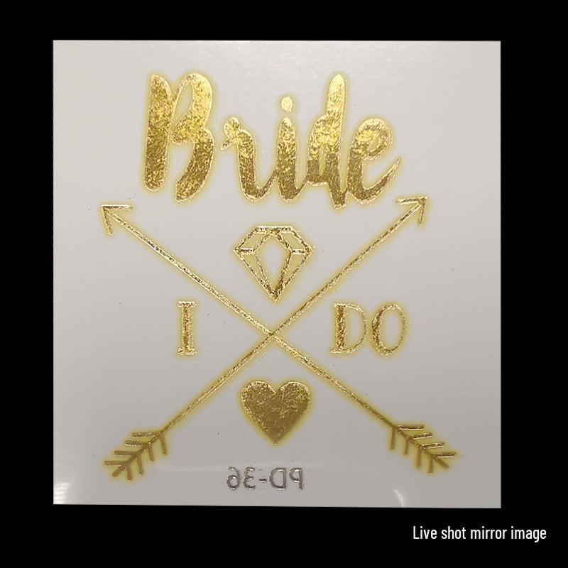 Team Bride Bachelorette Party Gold Foil Tattoo Stickers for Face or Body