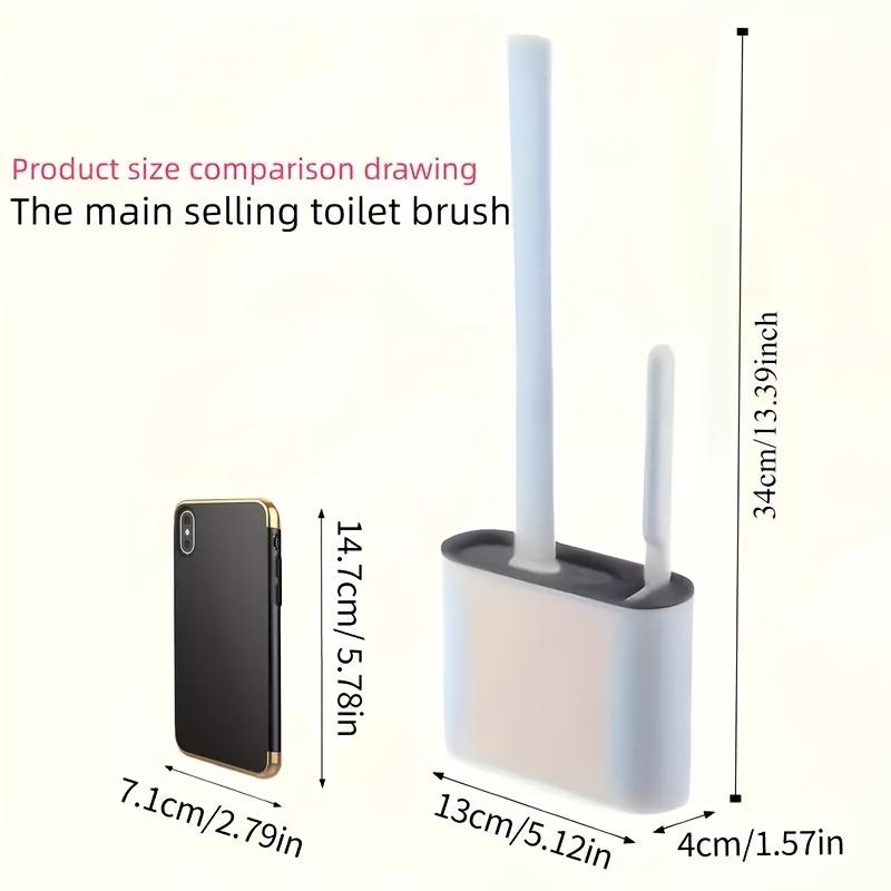 Wall Hanging Toilet Cleaning WC Brush Holder Long Handled Silicone Water Proof Quick Drying Soft Bristles Bathroom Accessories
