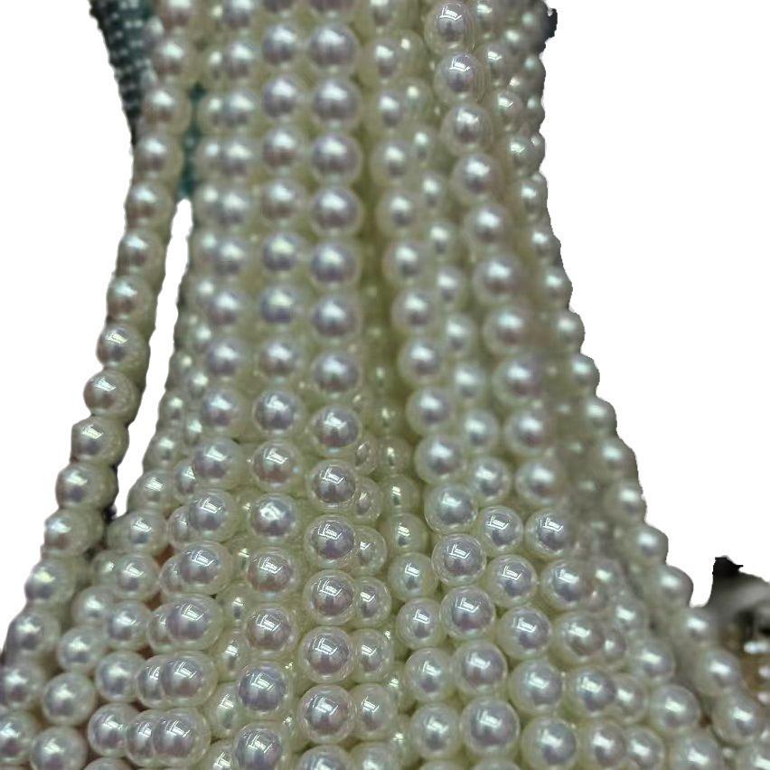 Tiannv High-Brightness Imitation Japanese Glass Beads Necklace with Seawater Pearls, White Round Clavicle Design