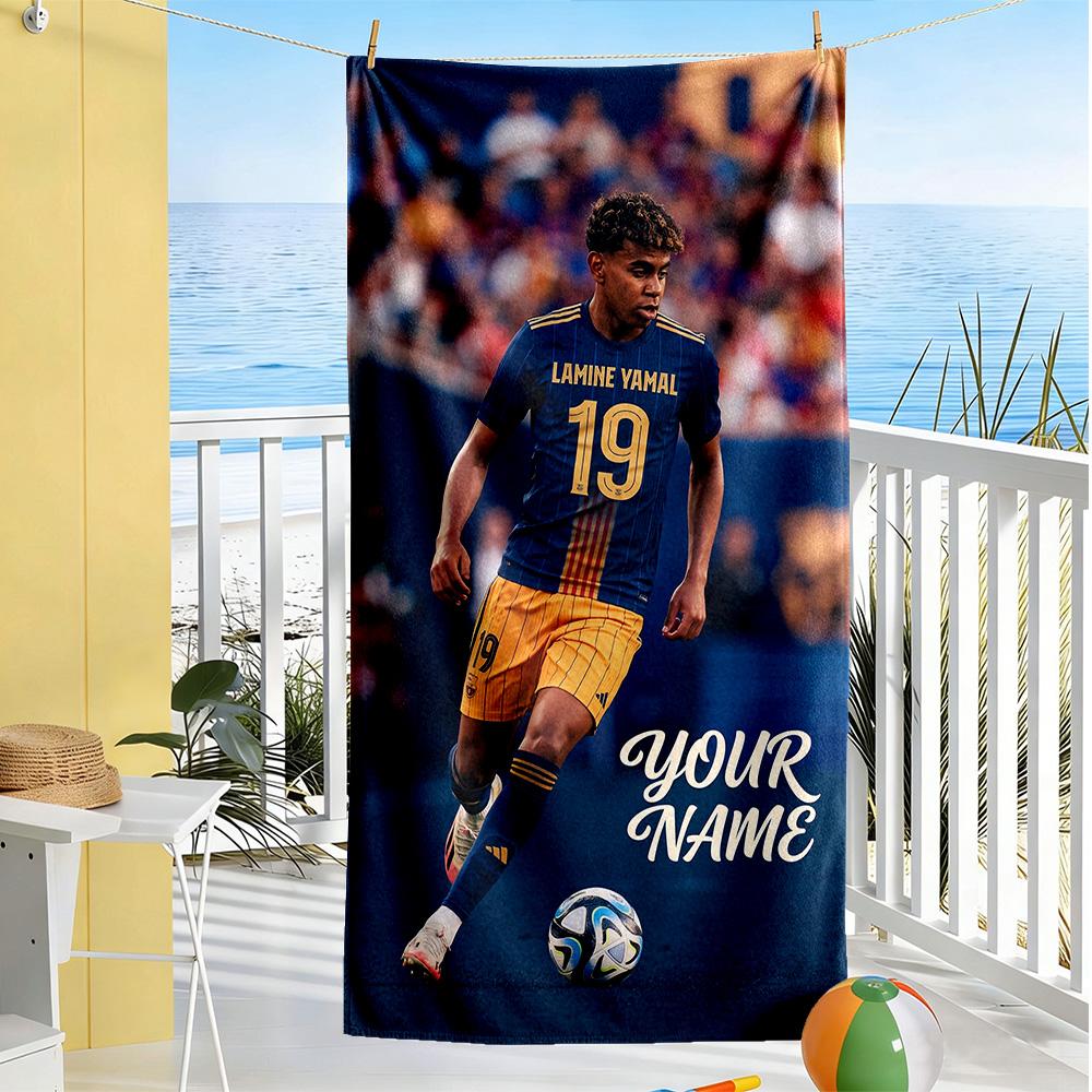 Lamin Yamal Personalisiertes Text Strandtuch Super Weich Saugfähig Geeignet Für Sport Reisen Schwimmen Yoga Badezimmer Strand Und Pool