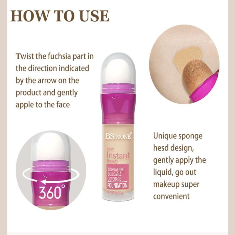 Bsimone Facial Concealer Sponge Head Matte Liquid Foundation Makeup Oil Control Long Lasting Bb Cream Waterproof Brighten