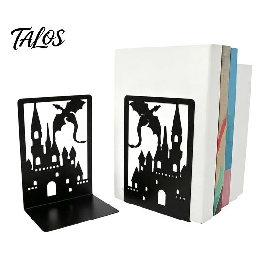 Decorative Bookends 1 Pair Metal Dragon Bookends, Fantasy Castle Book Ends Texture for Shelves, Heavy Duty Gothic Holders Home Office Library
